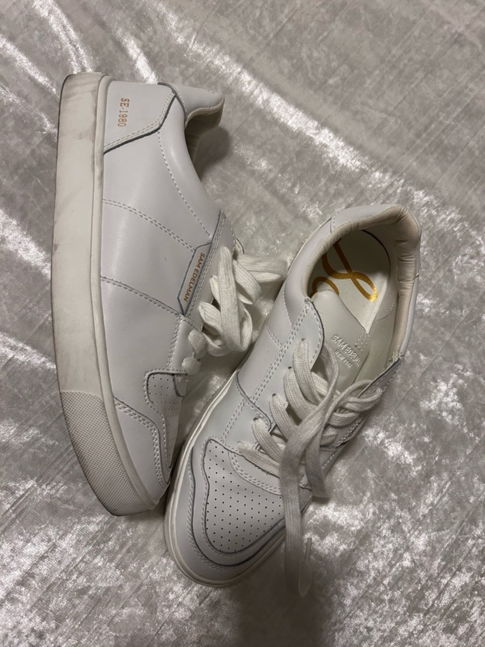 Sam Edelman Edie White Leather Low-Top Sneakers